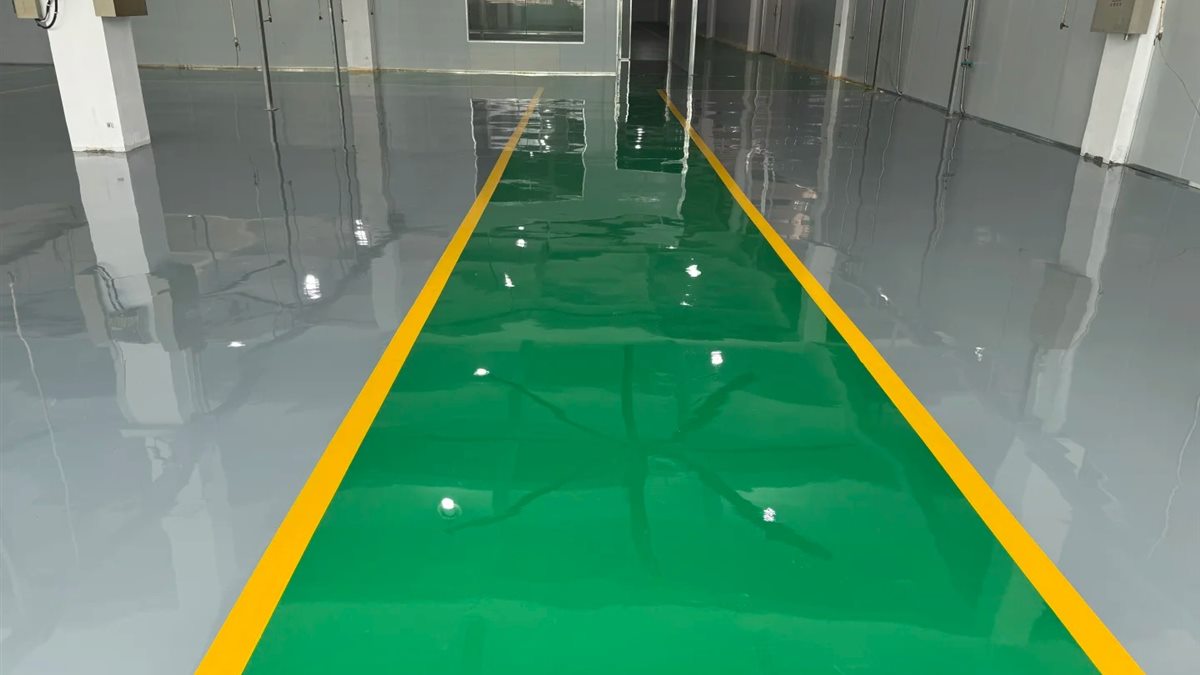 Industrial epoxy flooring in a German automotive parts factory
