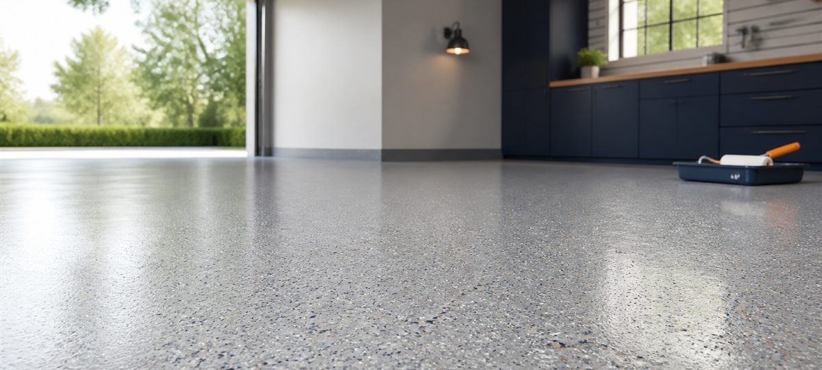 Decorative floor coating in a modern garage
