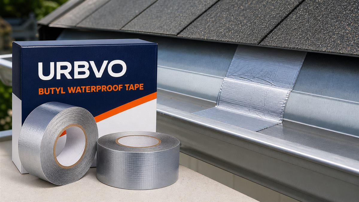 URBVO butyl waterproof tape sealing a roof gutter