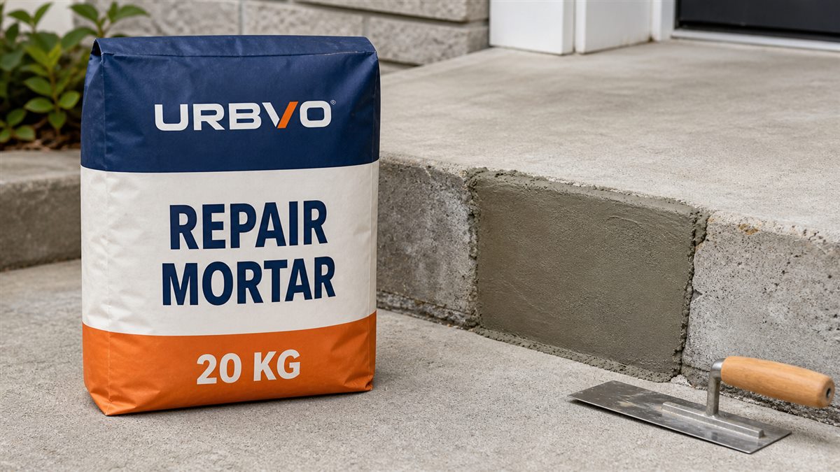 URBVO cement repair mortar and repaired concrete step