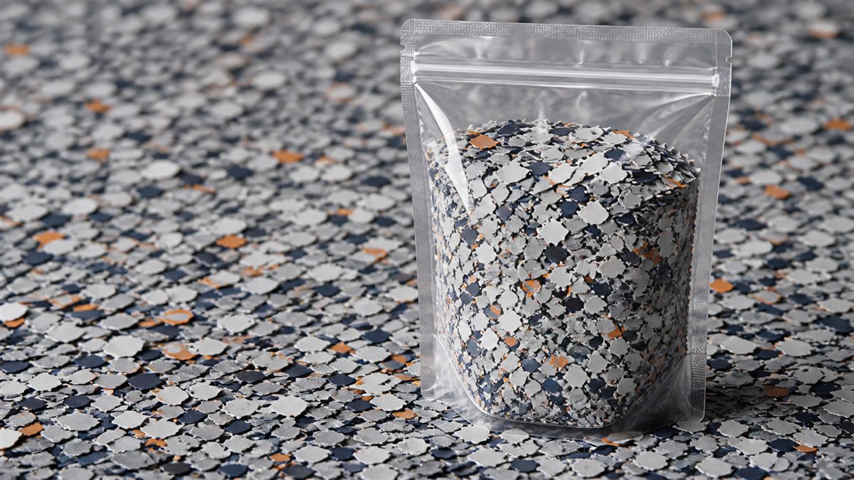 Transparent bag of decorative color flakes