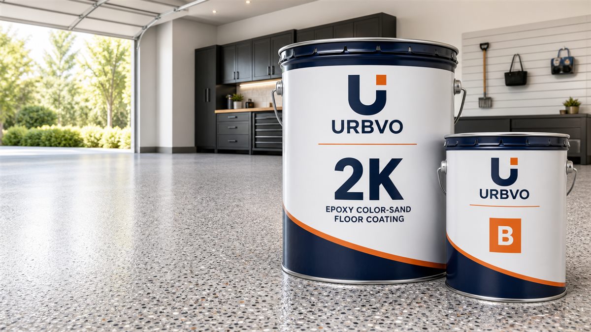URBVO 2K epoxy color-sand floor coating for garages