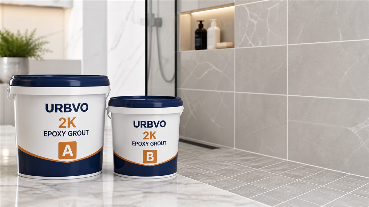 URBVO 2K epoxy grout and finished bathroom tile joints