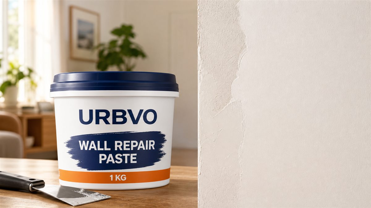 URBVO wall repair paste and repaired interior wall