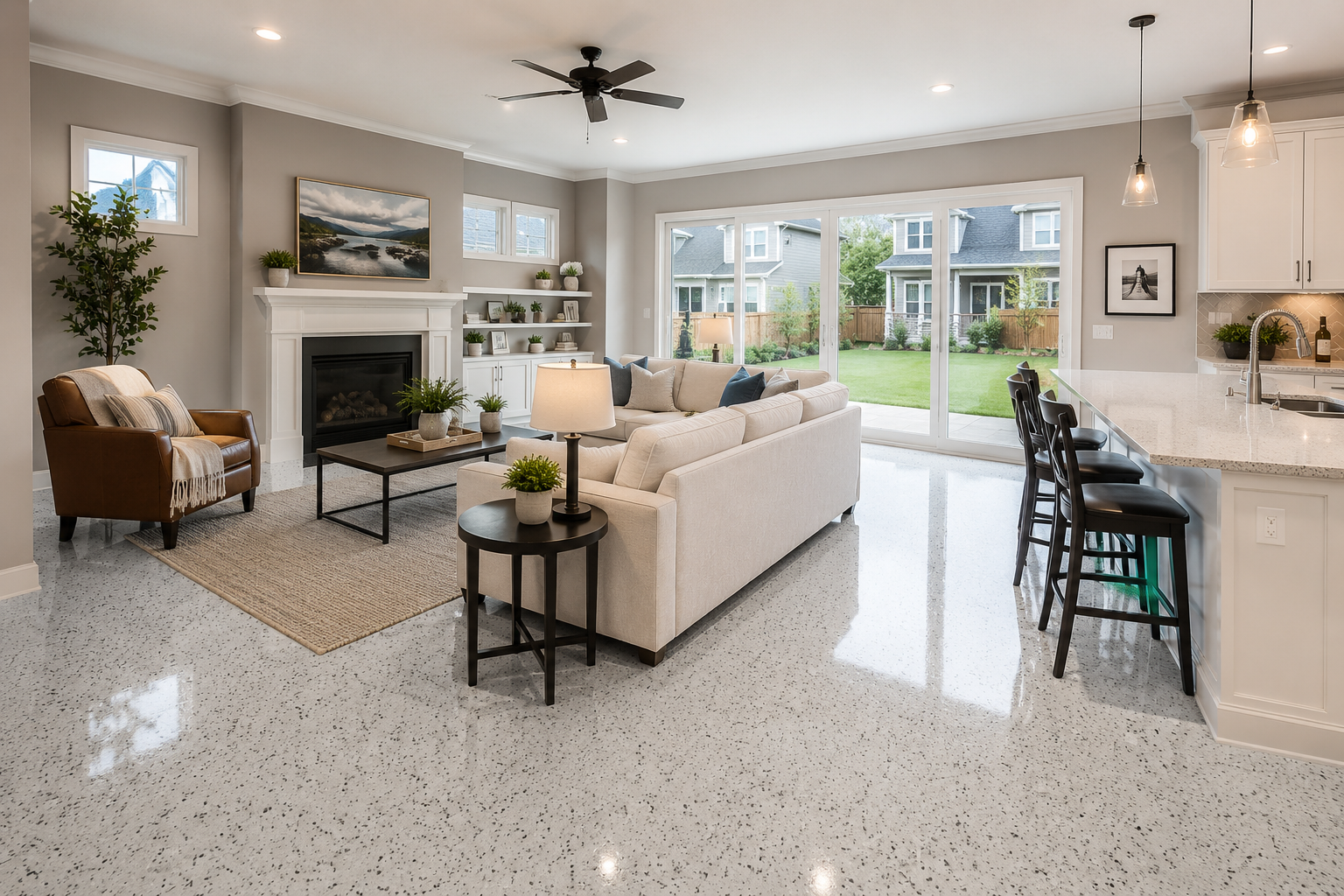 Decorative epoxy color sand flooring